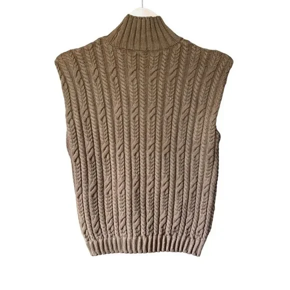 SOLD  Sleeveless Cable Knit Vest Brown S gently used no visible signs of wear - Picture 7 of 12